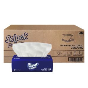 ЕКОМ - Харт.кърпи за ръце V - Selpak Professional, 2пл.(15 пачки х 150 броя / кашон) (7907035)